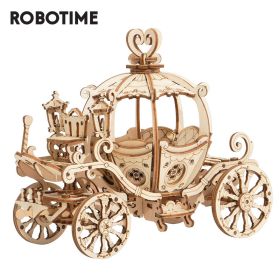 Robotime 3D Wooden Puzzle Games Assembly Pumpkin Cart Model Toys For Children Kids Girls Birthday Gift TG302