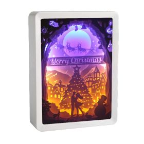 Home Photo Frame Bedside Lamp 3d Light And Shadow Paper Carving Ornaments (Option: Christmas couple-Default USB interface-USB)