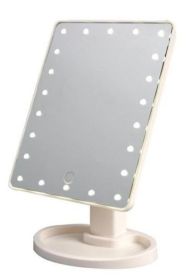 Portable 360 Degree Rotation Touch Induction Tabletop Cosmetic Mirror (Option: White 22 lights)