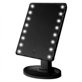 Portable 360 Degree Rotation Touch Induction Tabletop Cosmetic Mirror (Option: Black 22 lights)