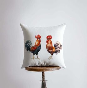 Watercolor Roosters | Gifts | Brid Prints | Bird Decor |Accent Pillow Covers | Throw Pillow Covers | Pillow | Room Decor | Bedroom Decor (Dimensions: 28x28, Cover & Insert: Cover only)